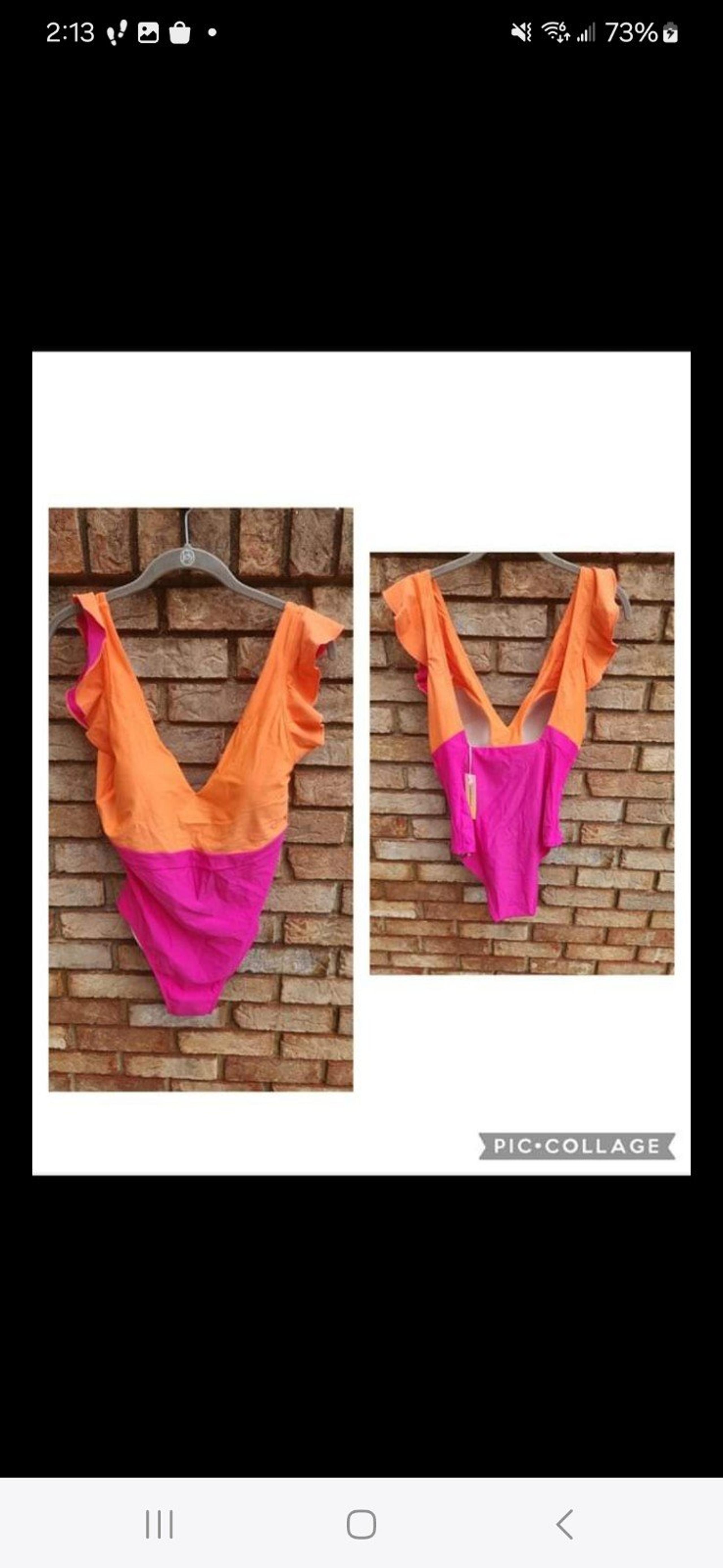 New Women's Summersalt Ruffle Backflip One Piece Bathing Suit $110 Hibiscus, 12