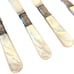 Set of 6 Vtg Meriden Cutlery Sterling Bow Band Mother of Pearl Handle Fish Knife