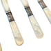 Set of 6 Vtg Meriden Cutlery Sterling Bow Band Mother of Pearl Handle Fish Knife
