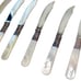 Set of 6 Vtg Meriden Cutlery Sterling Bow Band Mother of Pearl Handle Fish Knife