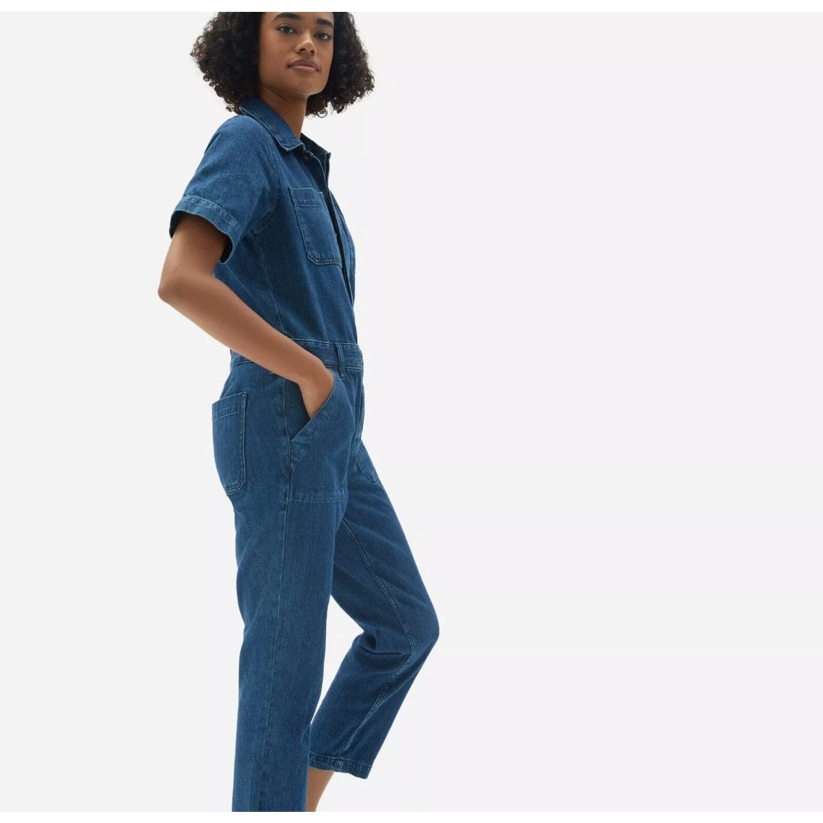 Everlane The Short Sleeve Denim Coverall jumpsuit Size 4