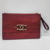 Pratesi Firenze Leather Zip Top Rectangular Slim Clutch in Deep Red