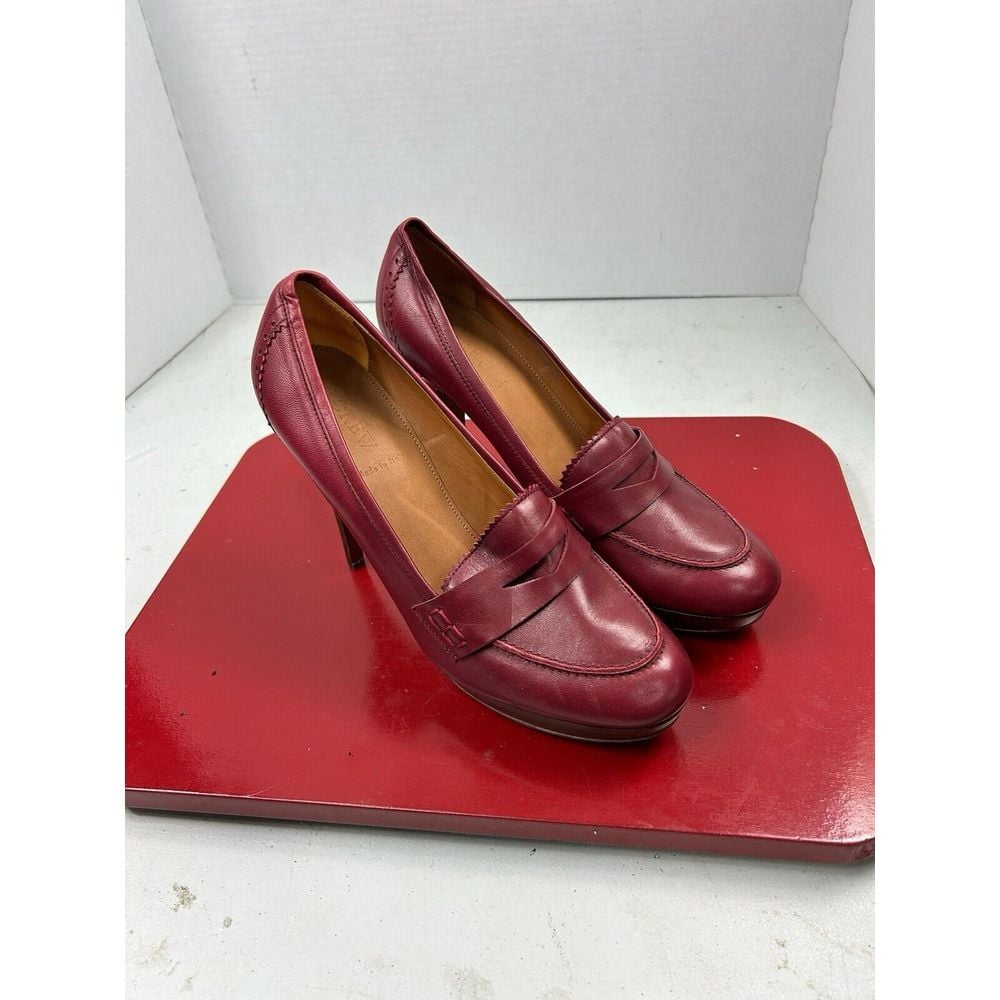 J Crew Womens Size 9.5 Leather Pumps Stiletto Heels Made In Italy Red Loafer
