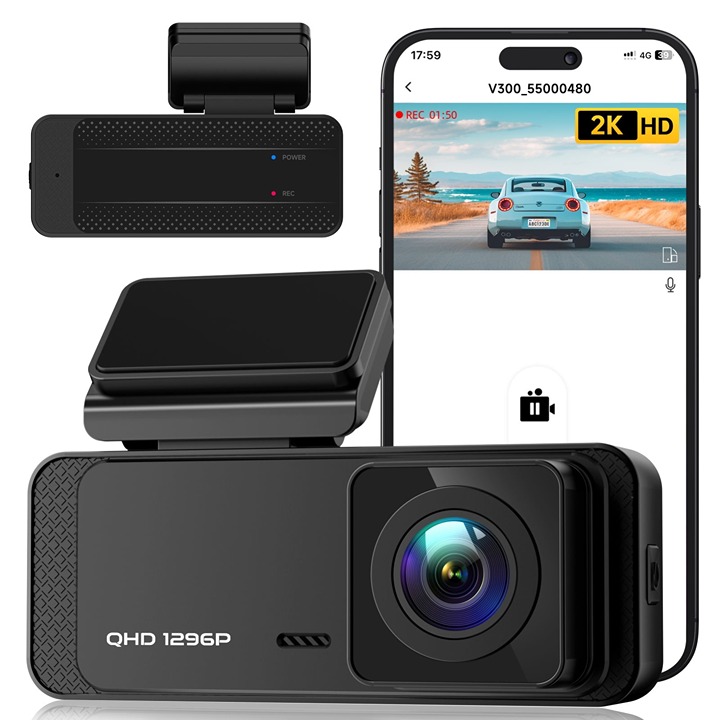 Ecomoment Dash Cam Front WiFi 1296P, Dash Camera for Cars,Dashcam with Night Vis