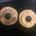 VINTAGE LARGE BLACK AND GOLD CLIP ON EARRINGS