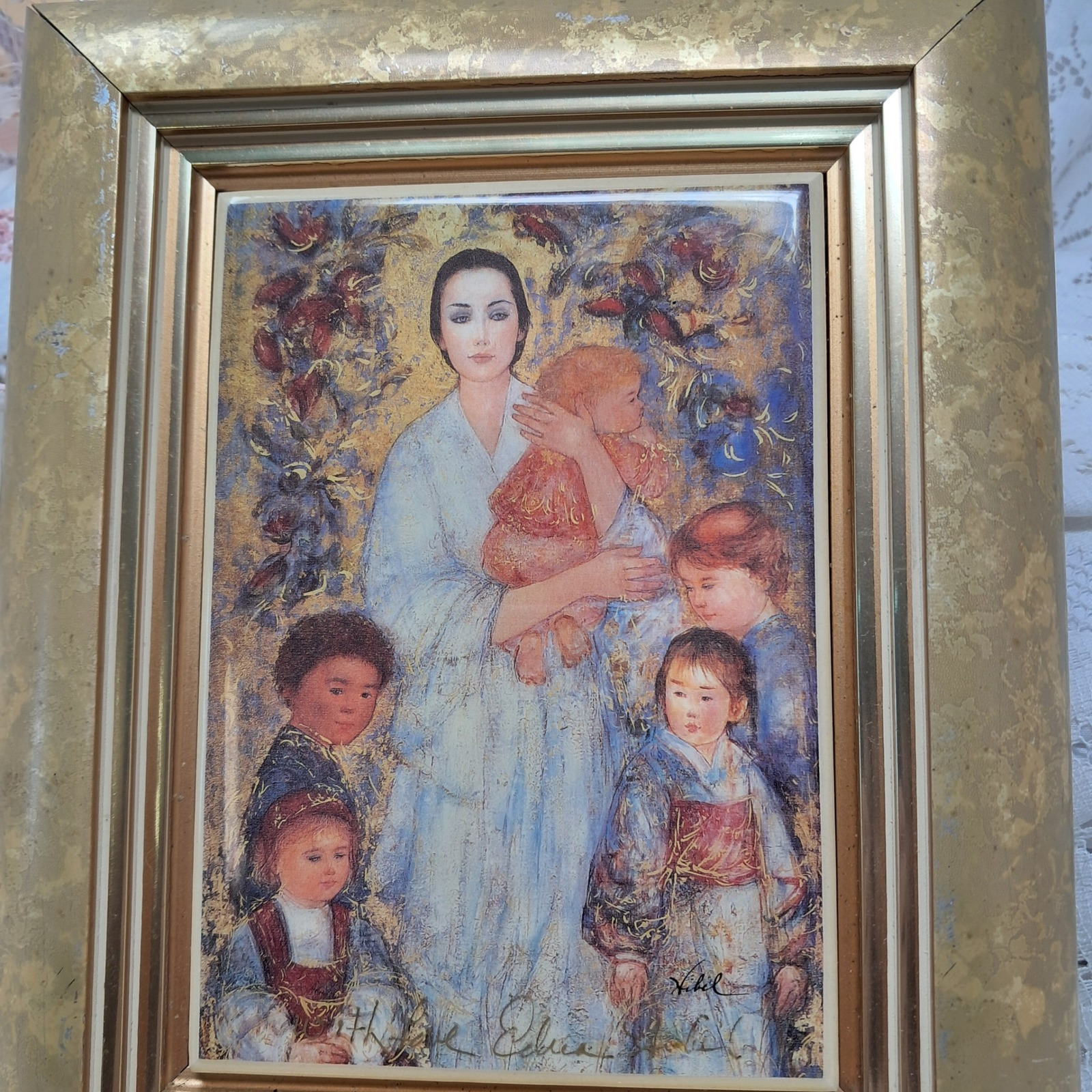 Vintage Hilda Eklund Mother and Children Framed Print Wall Art Decor