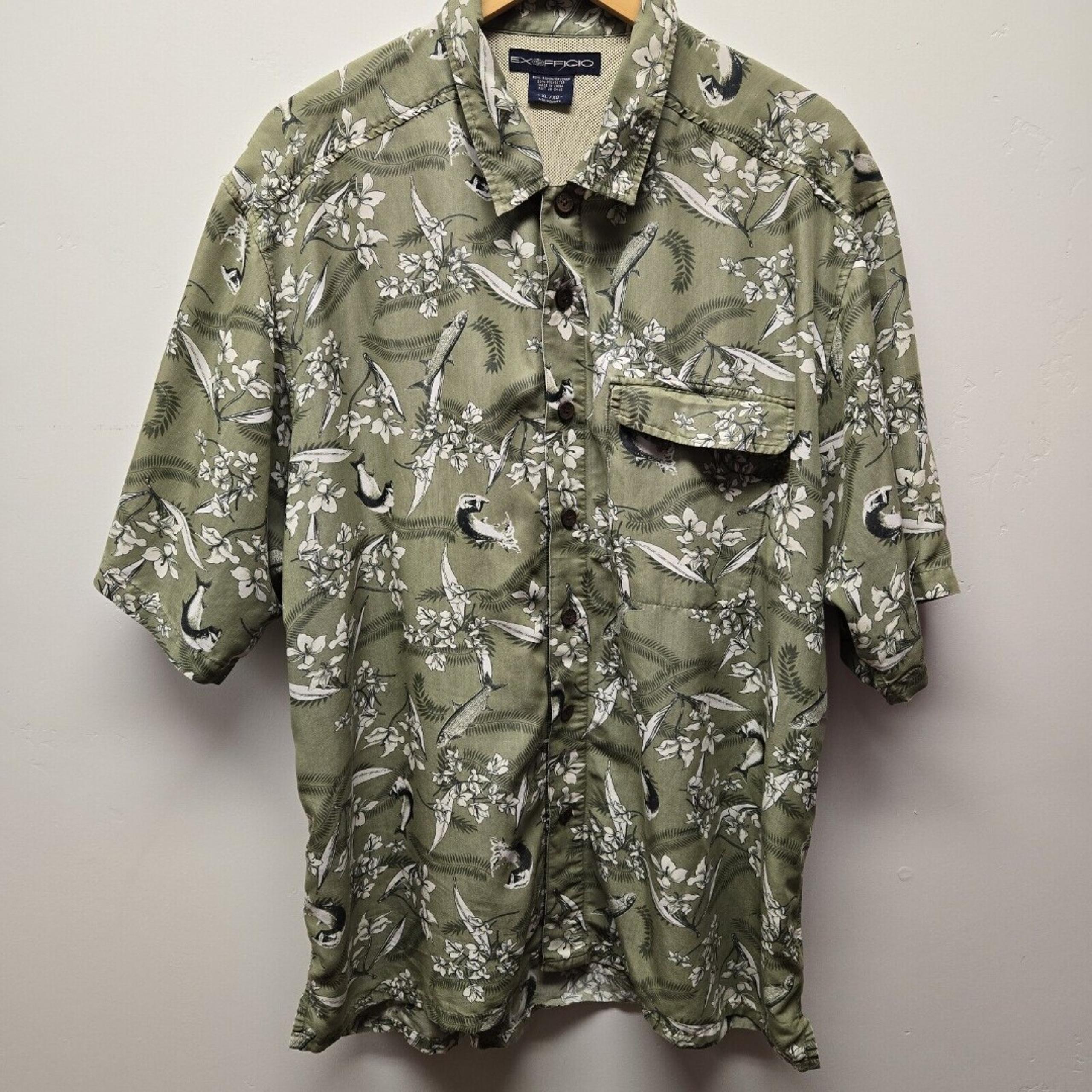 Exofficio Vented Fishing Shirt sz XL Short Sleeve Safari Hiking Button Down Polo
