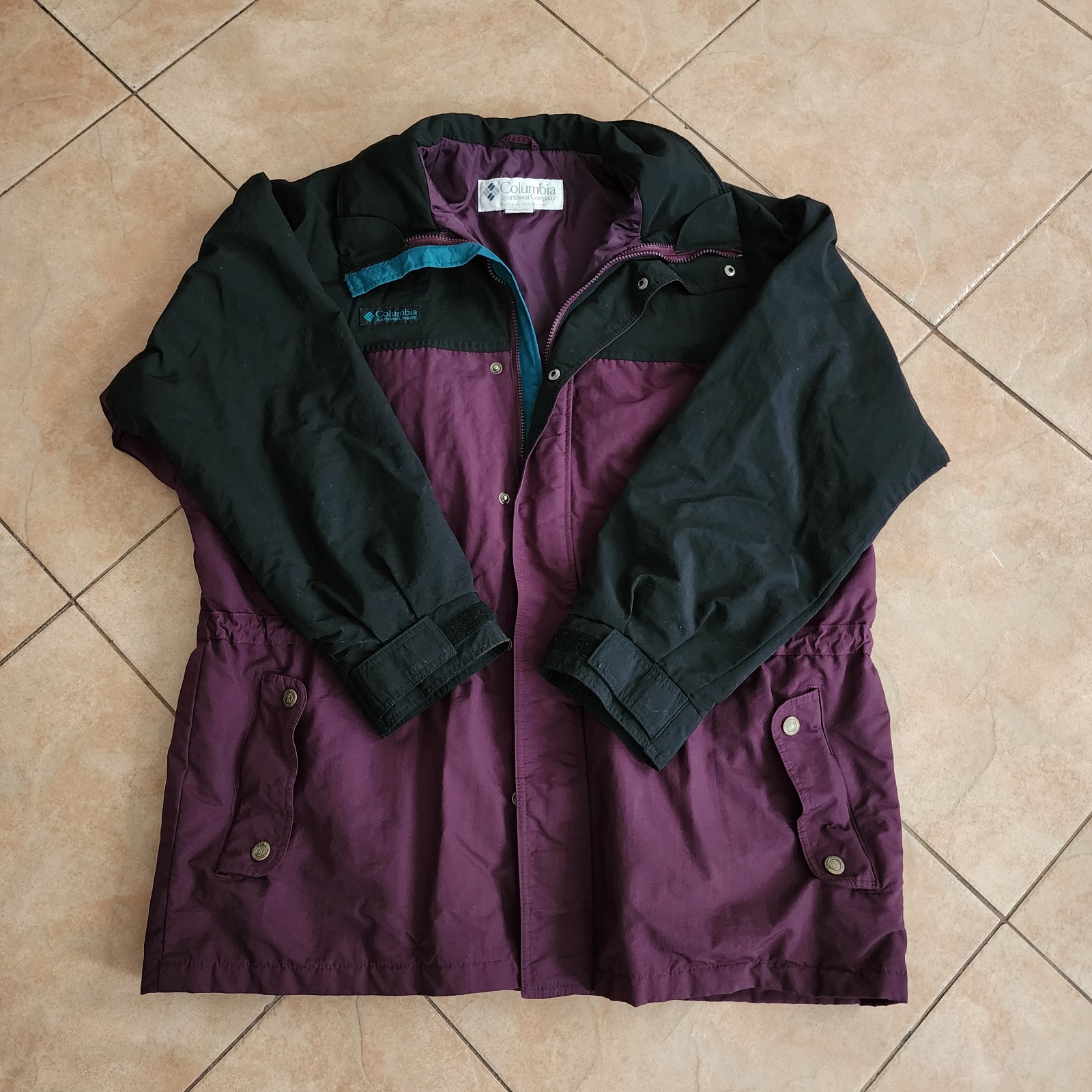 Burgundy, Black & Turquoise Columbia Ski Jacket
