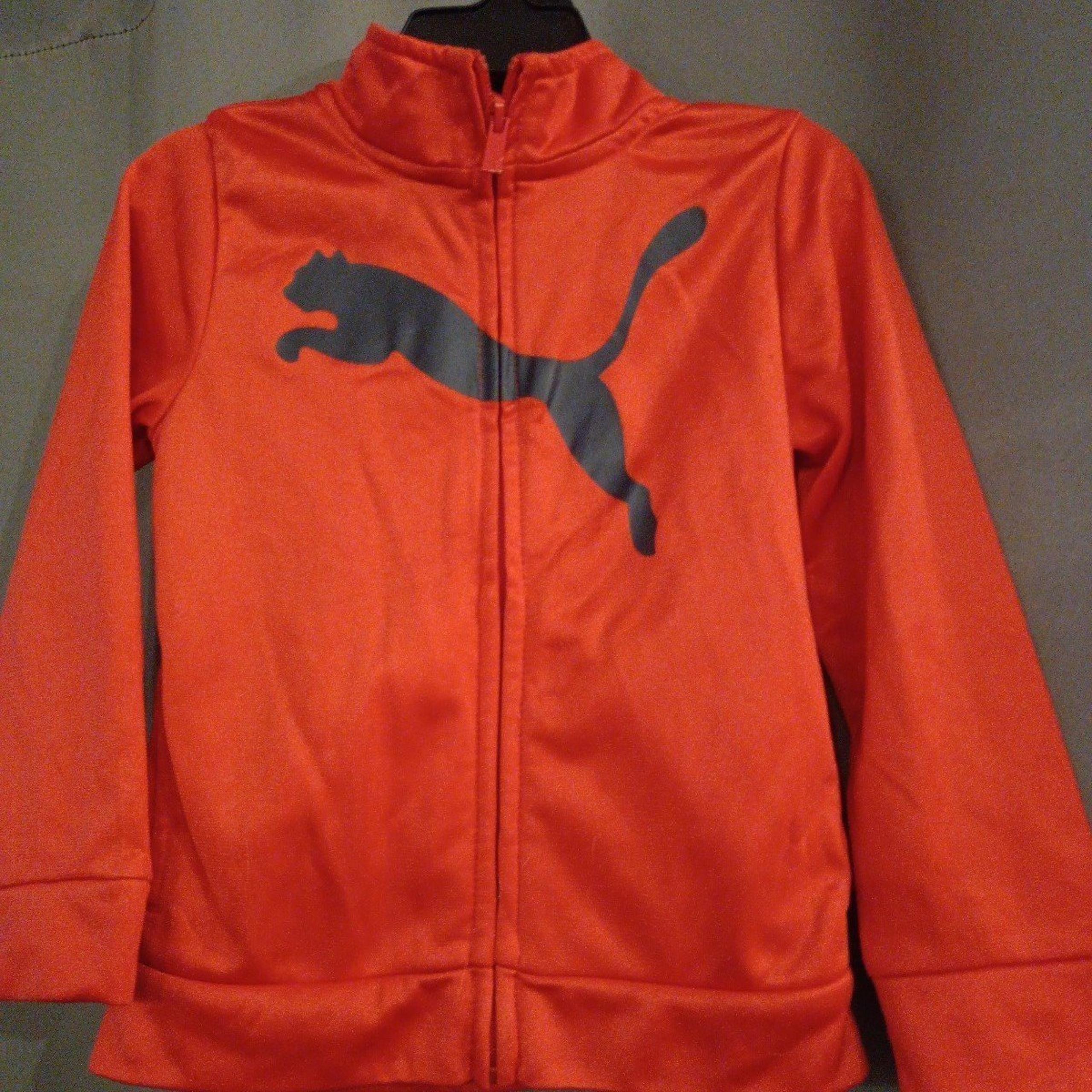 Puma Jacket Boys Size 3t Toddler Zip Up Orange Black In Excellent Condition