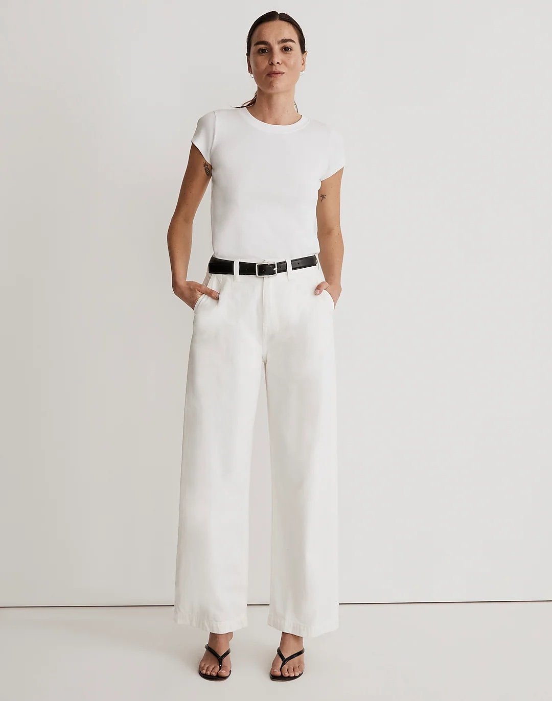 Madewell The Harlow Wide-Leg Jean in Tile White NWT