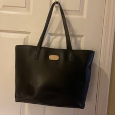Michael Kors Jet Set Leather Black textured Travel tote bag gold tone Hardwares