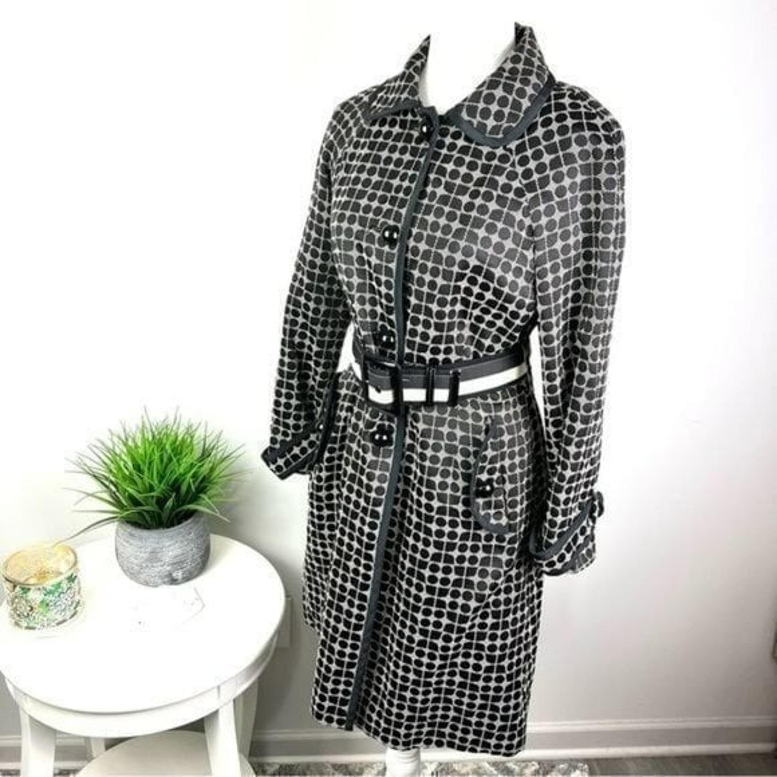 NEW YORK Patterned Trench Coat Womens Belted Size 2 - Kate Spade