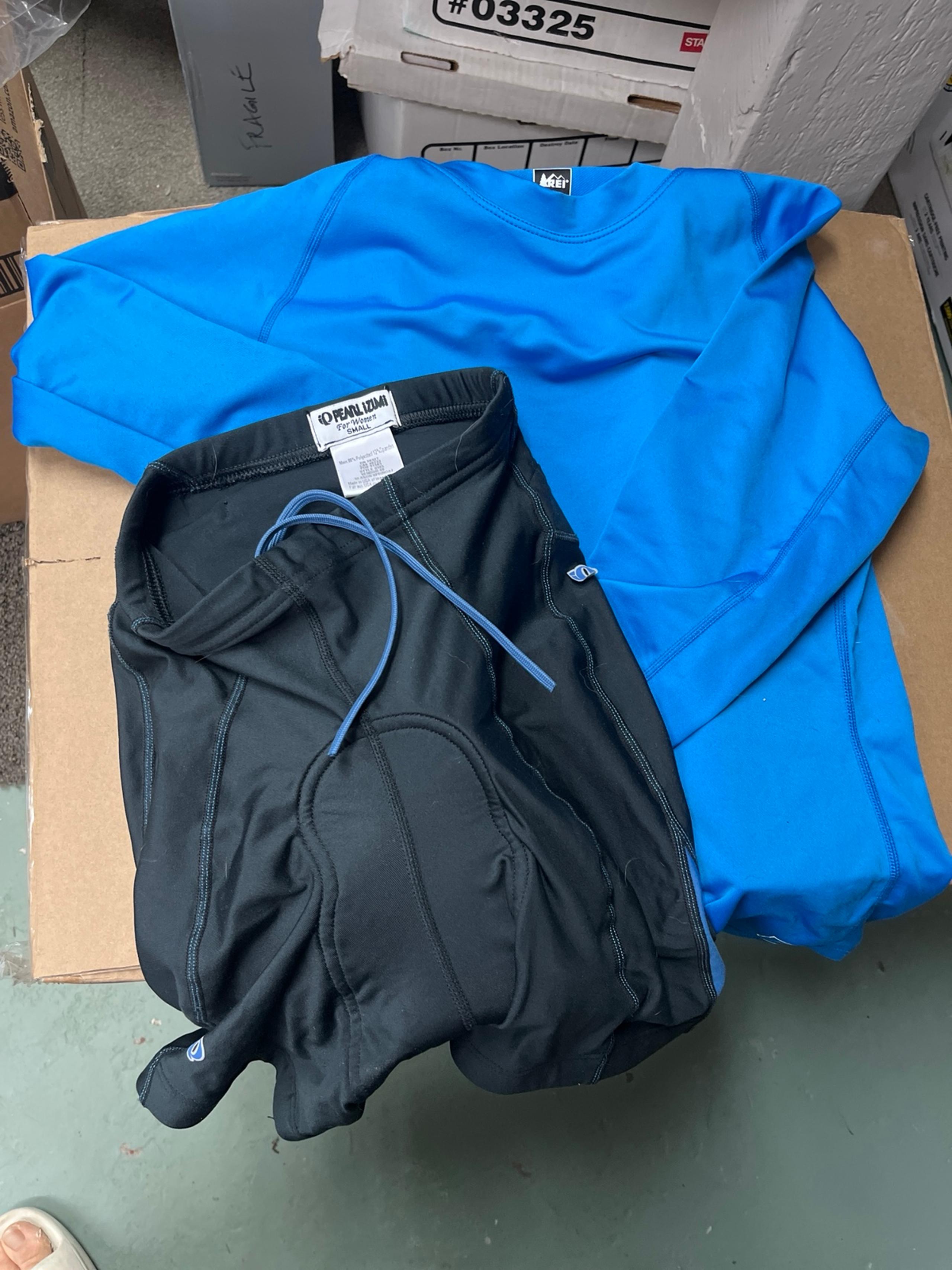 Set of Pearl Izumi Cycling Shorts and REI long-sleved workout shirt (Women S)e
