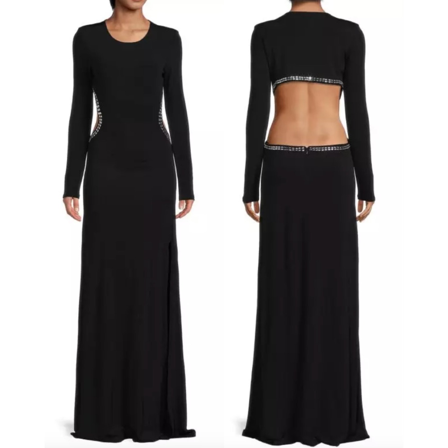 695 Ramy Brook Dress Emory Cutout Floor Length Gown Size 8 in Black NEW