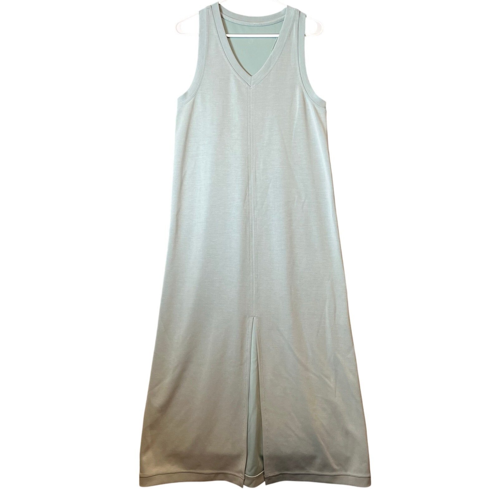 Lululemon Sz 8 Ease of it All V-Neck Midi Dress Silver Blue Sleeveless Women's