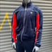 Men's Fila Navy Red White Pipping Velour Full Zip Track Jacket Sizes M, XL & 2XL