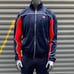 Men's Fila Navy Red White Pipping Velour Full Zip Track Jacket Sizes M, XL & 2XL