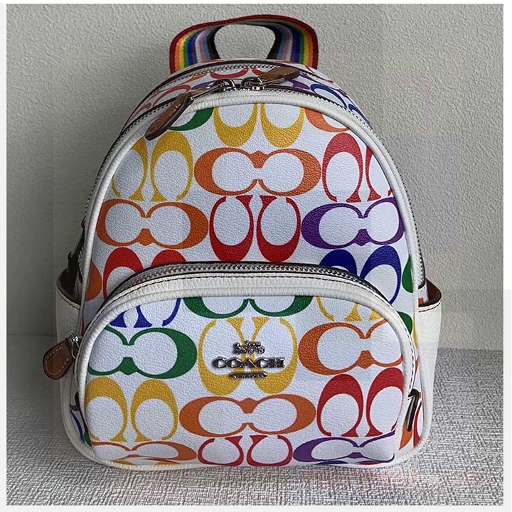 Mini Court Backpack In Rainbow Signature Canvas