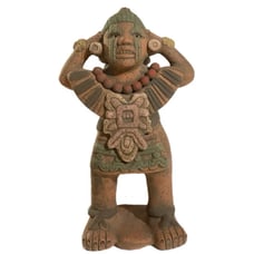 15” Vintage Pottery Statue Figure Tribal Aztec or Mayan Carrying Water 15” tall