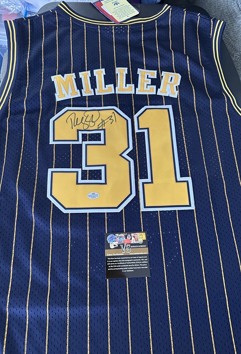 REGGIE MILLER SIGNED INDIANA PACERS ADIDAS AUTOGRAPHED JERSEY W/COA - XL - 622