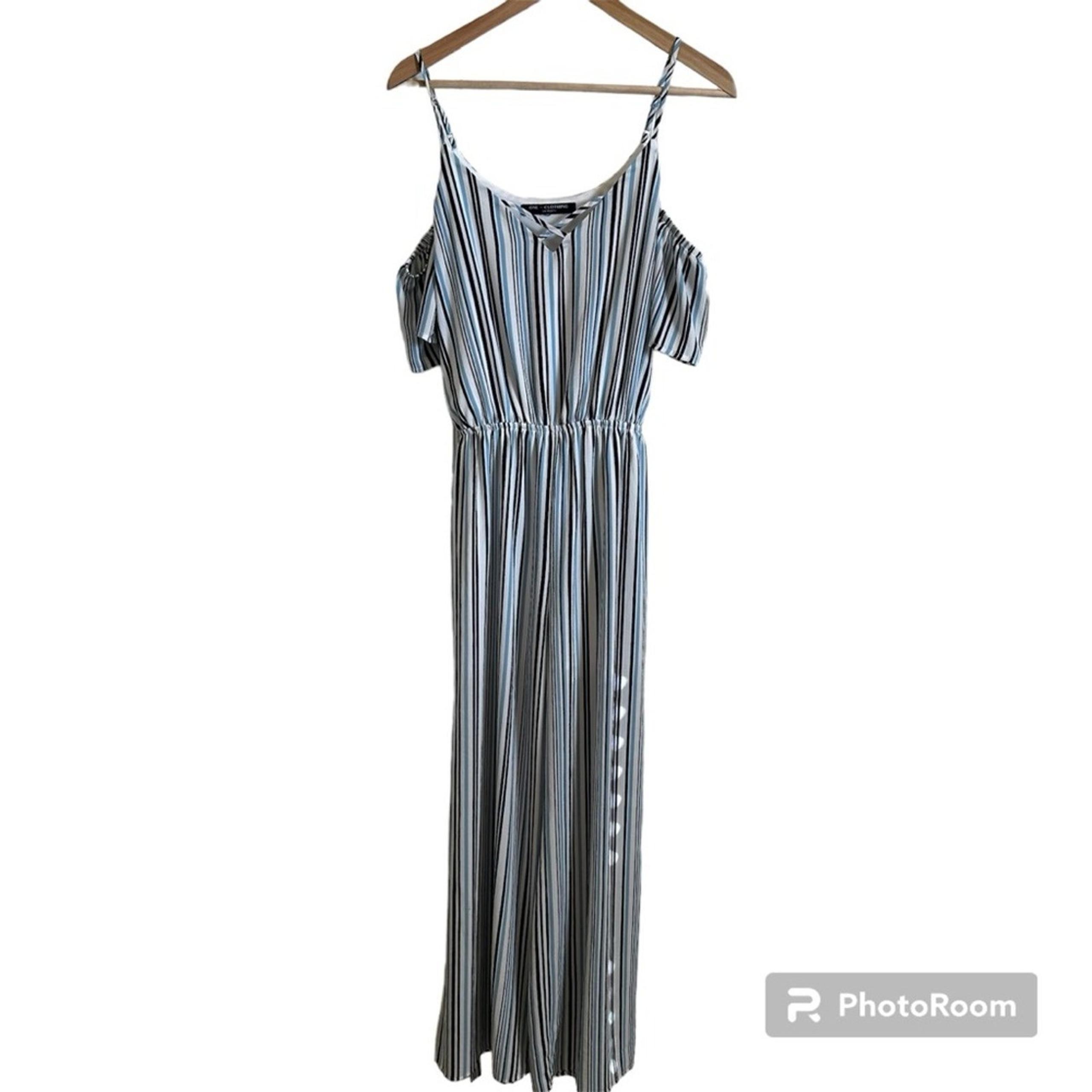 One clothing womens jumpsuit small white blue
