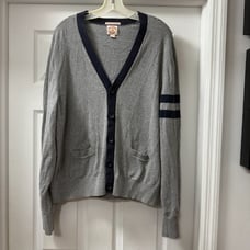 Vintage Brooks Brothers grey cotton cashmere v-neck cardigan size XL