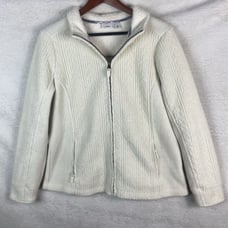 LL Bean Women's Size Large Full Zip Fleece Jacket Gorpcore Sherpa Trim Cream