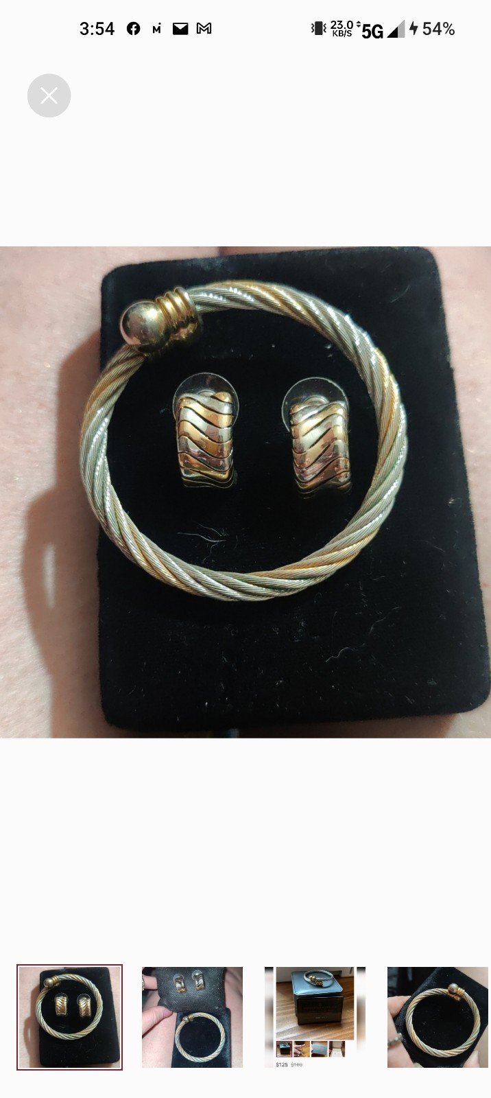 Two tone beautiful bracelet & earrings set