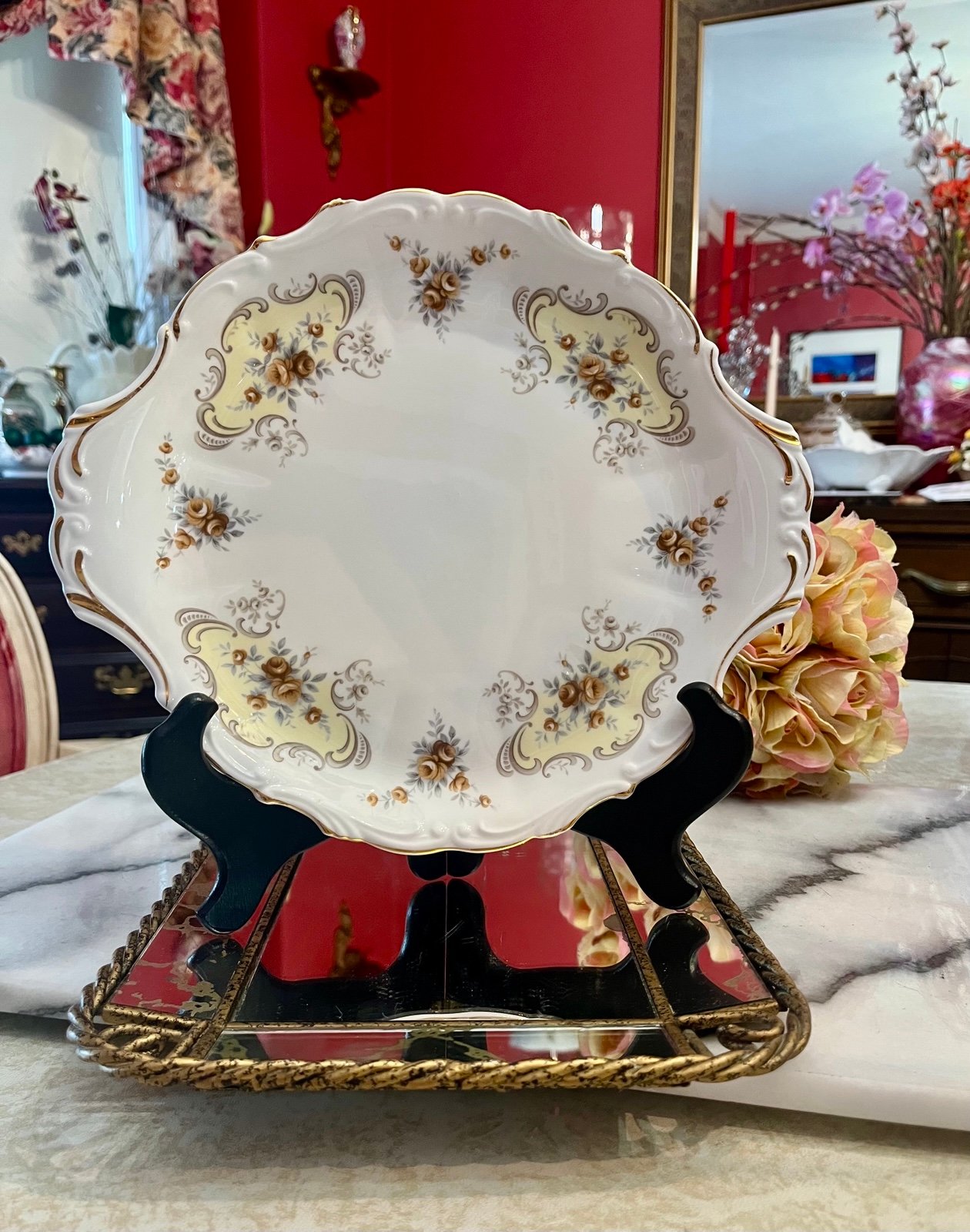 Vintage Royal Albert September Song Cake Plate fine bone china floral, England