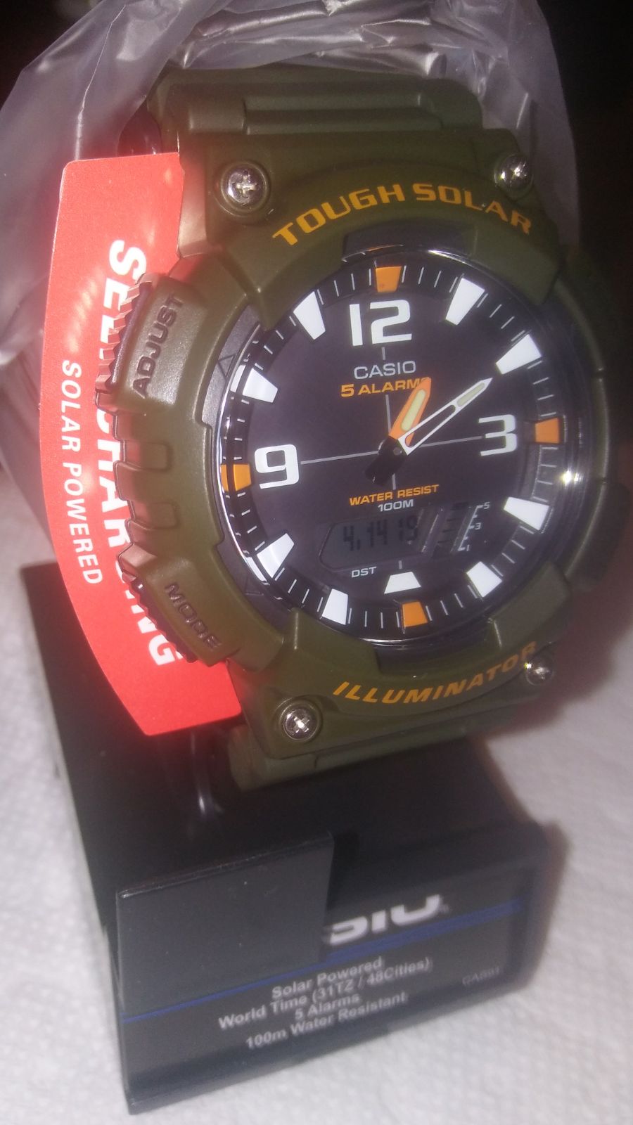 Mens Brand New Black & Orange Casio Wa