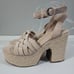 Marc Fisher Oaten Espadrille Platform Sandal Natural Suede Size 9.5