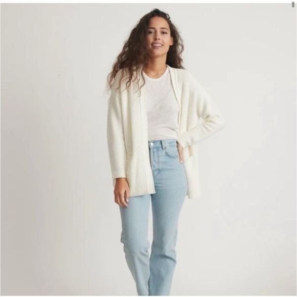 Marine Layer Catalina white waffle knit cardigan size small