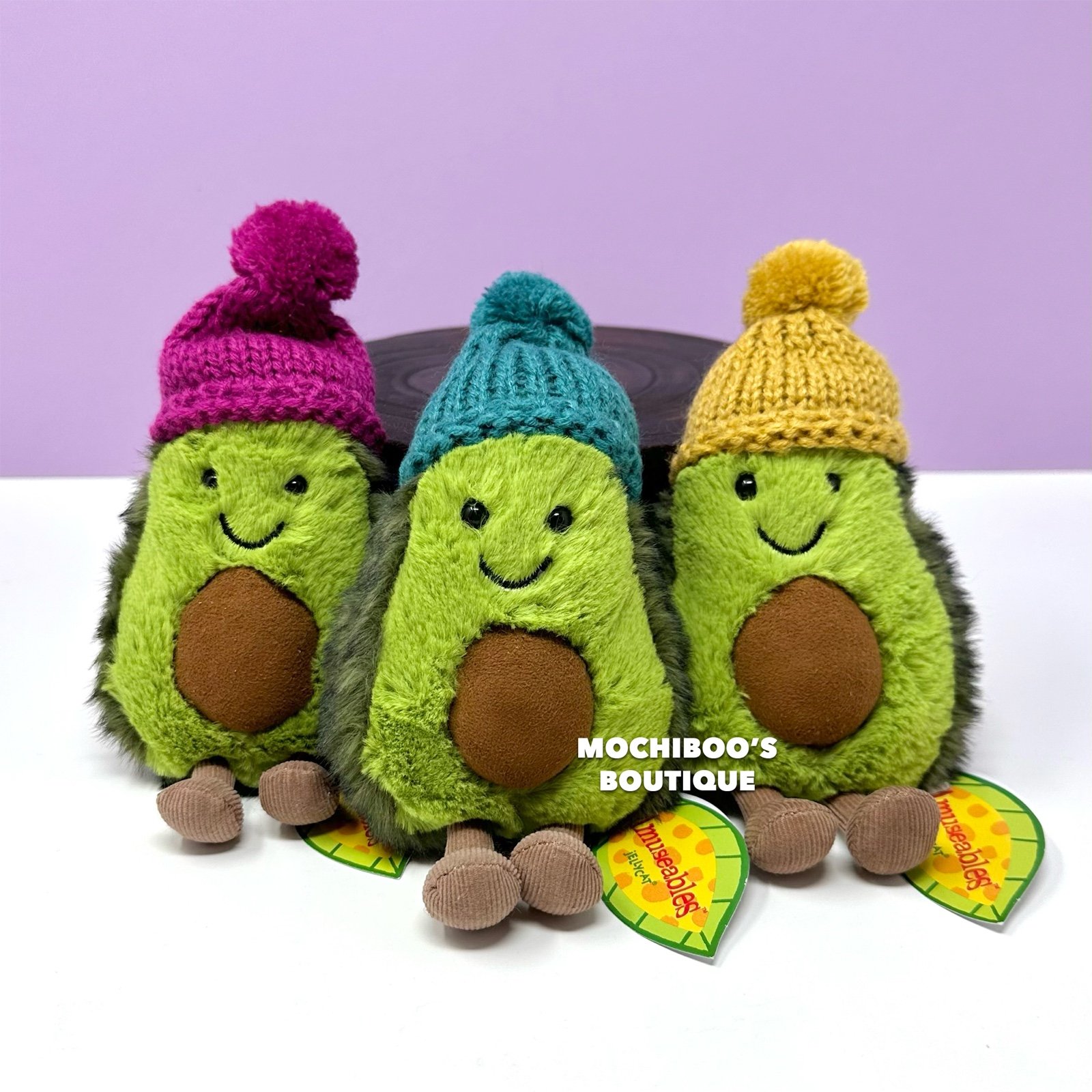 Jellycat Amuseable COZI AVOCADO FUCHSIA, TEAL & MUSTARD BUNDLE Plush Toys NWT
