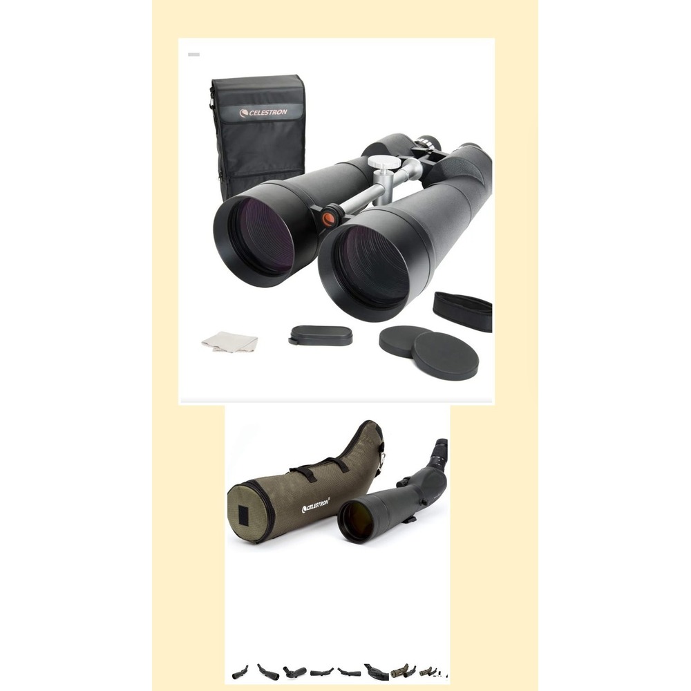 2 NEW! Celestron – SkyMaster 25X100 Binocular and Trailseeker 80mm Angled Scope