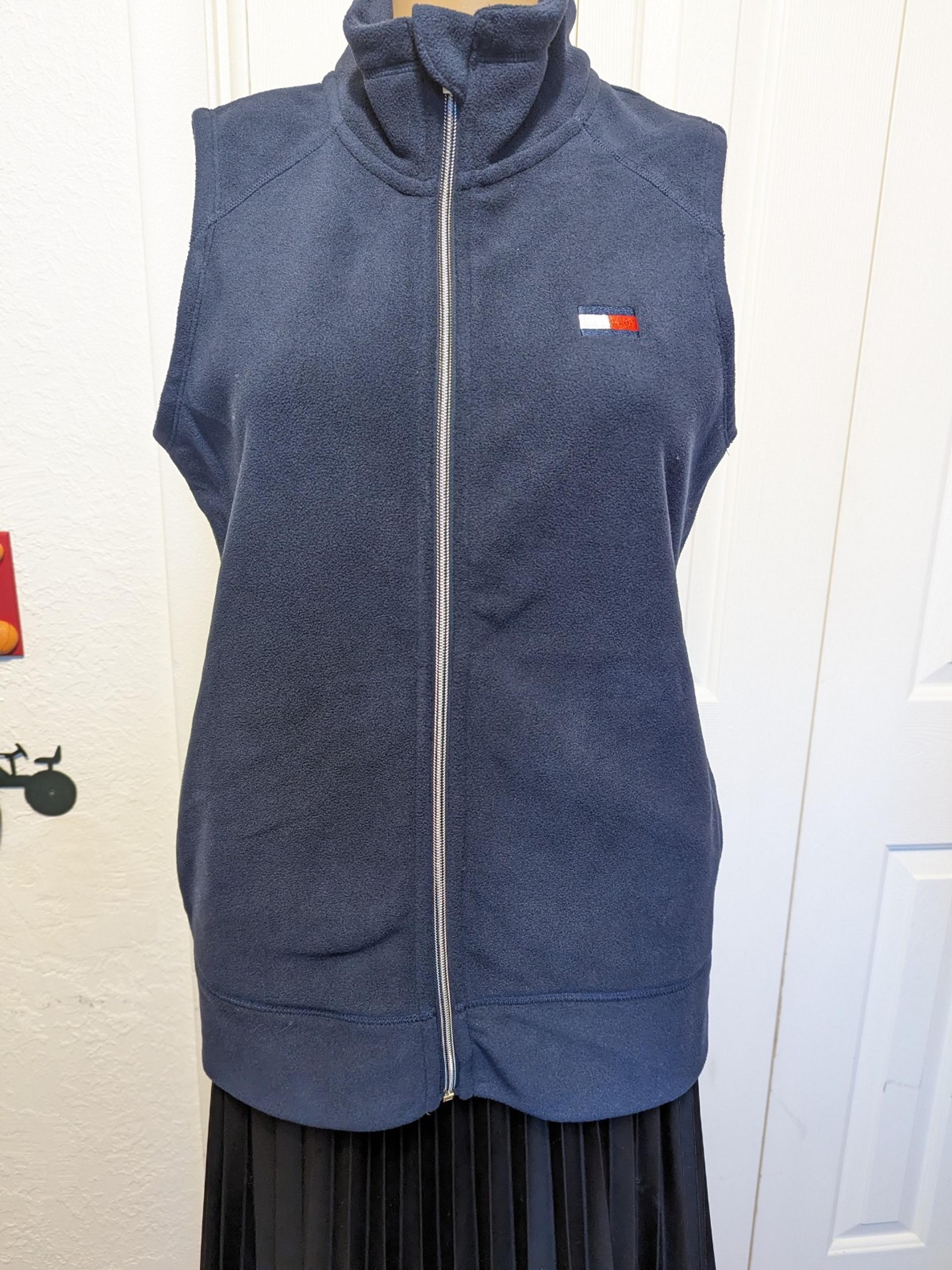 Tommy Hilfiger Women's Sport  Logo Full Zip Fleece Vest Jacket NavyBlue Size S/P