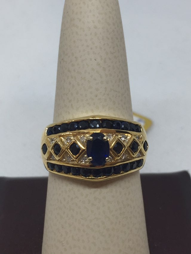 14 K Y Blue Sapphire / diamond Ring