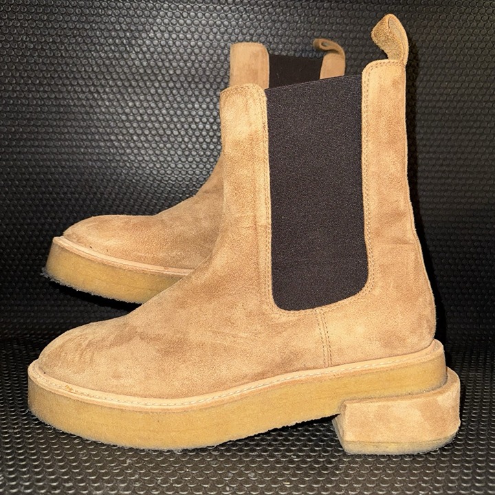 Frame La Canon Platform Brown Tan Chelsea Boot Bootie Chamois Womens Size 8.5 40
