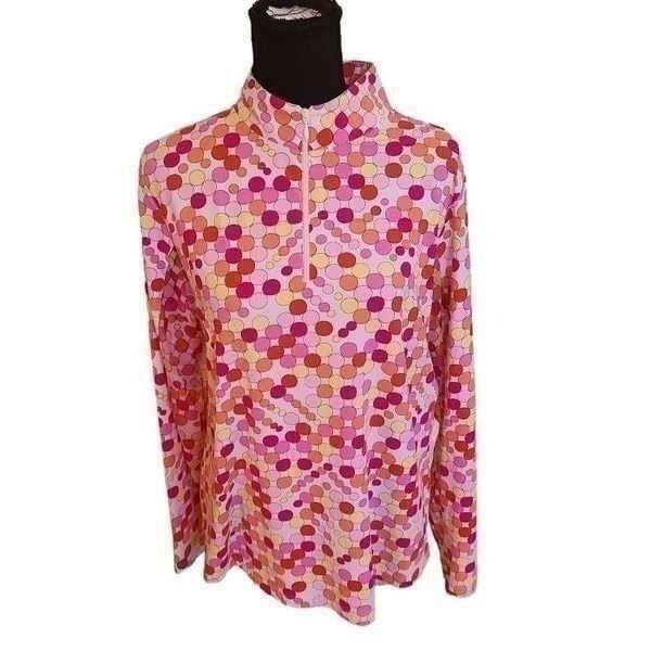 IBKUL Womens Pink Print Long Sleeve Sun Protection Cooling Top Large