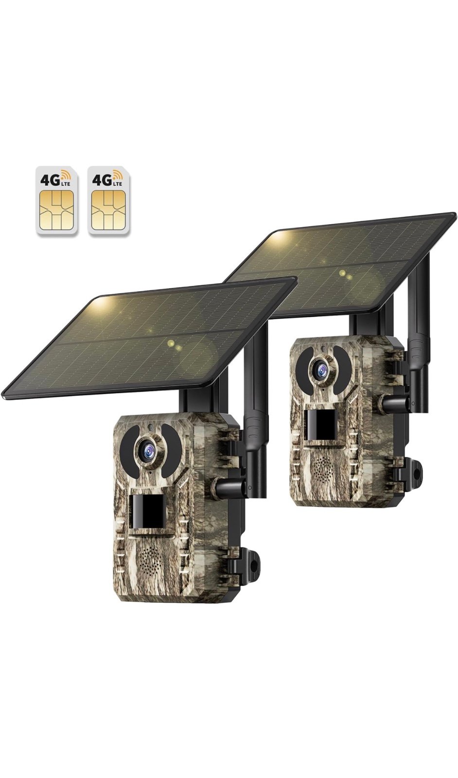 4G LTE Cellular Trail Cameras 2 Pack, 3rd Gen Solar Game Camera with Live-Stream