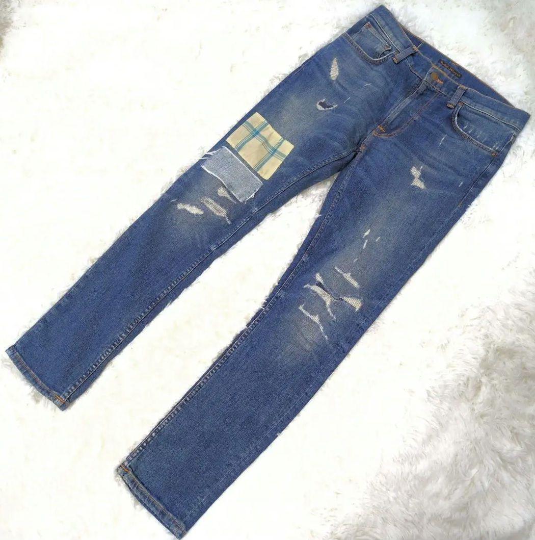 Nudie Jeans W29 Patchwork Stretch Denim