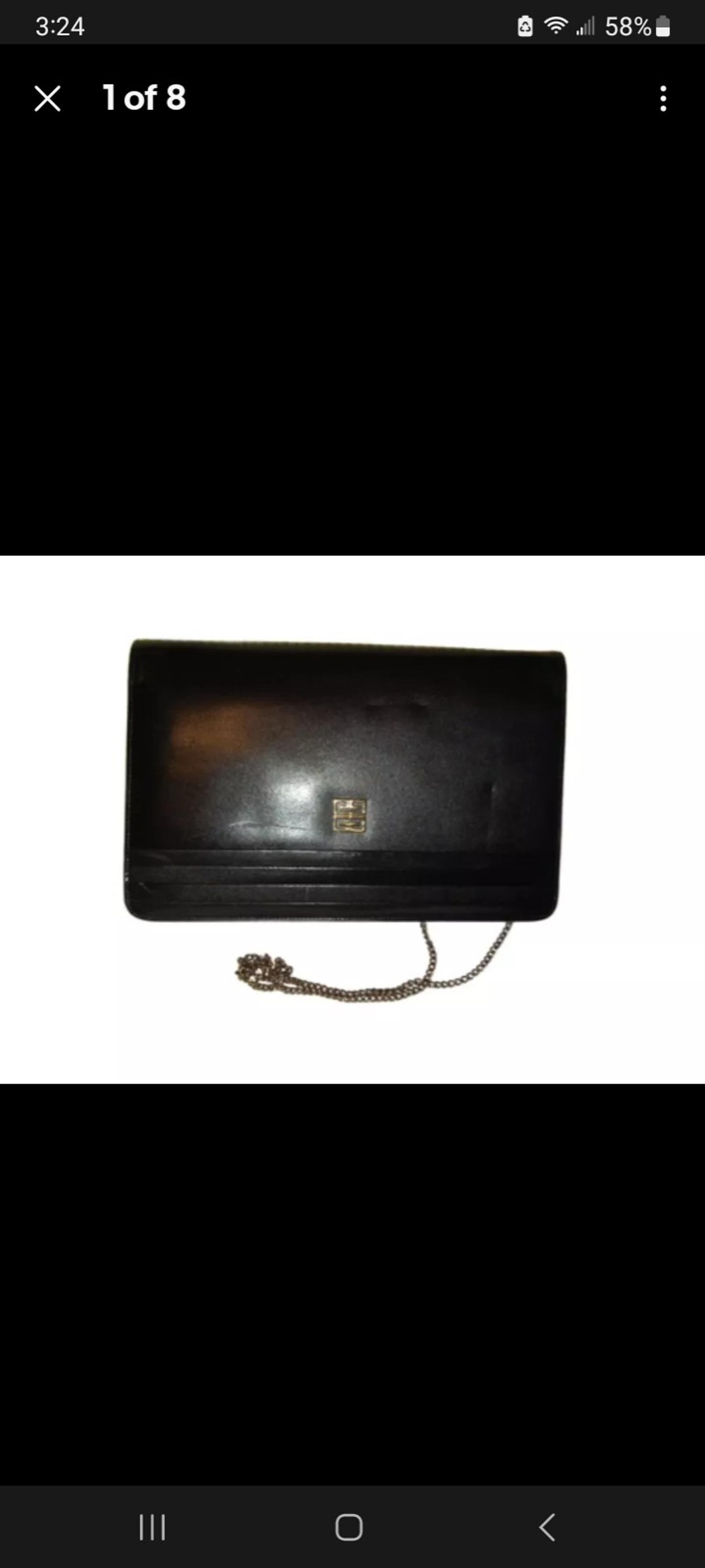 VTG AUTH GIVENCHY Black Leather Crossbody Bag Purse Handbag Evening Clutch Tote