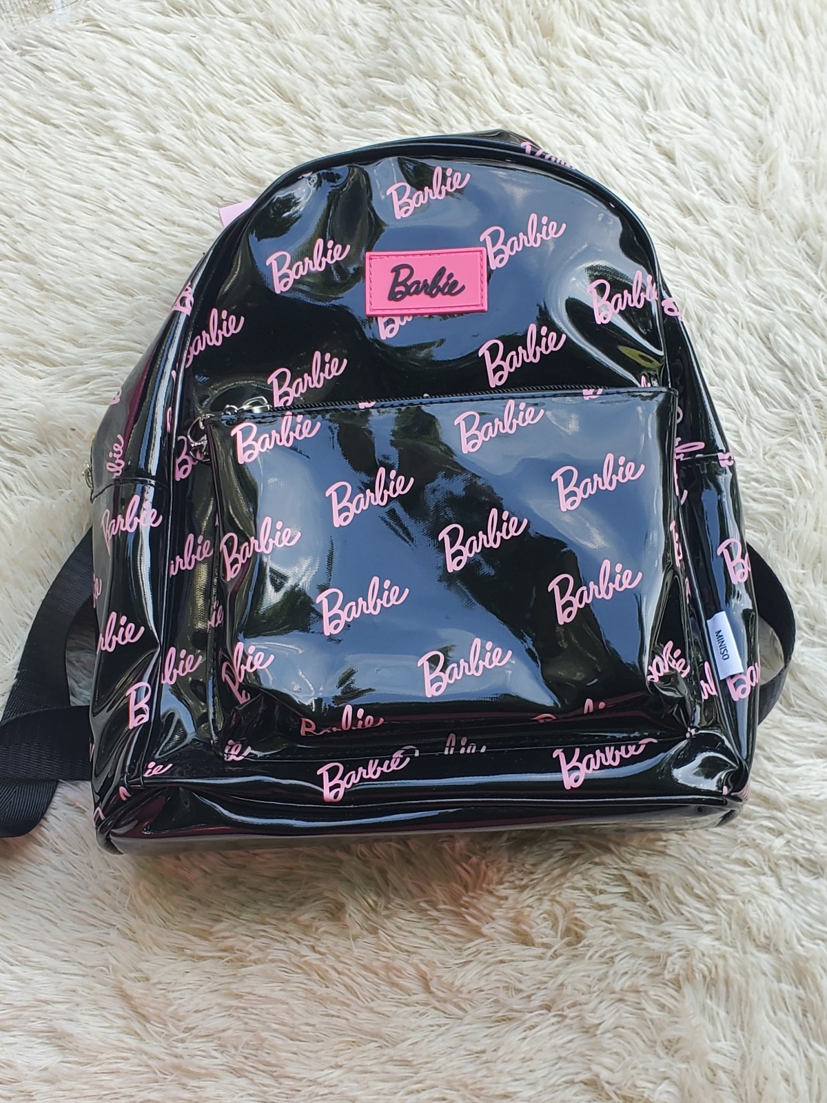 Miniso Black Barbie Logo Backpack