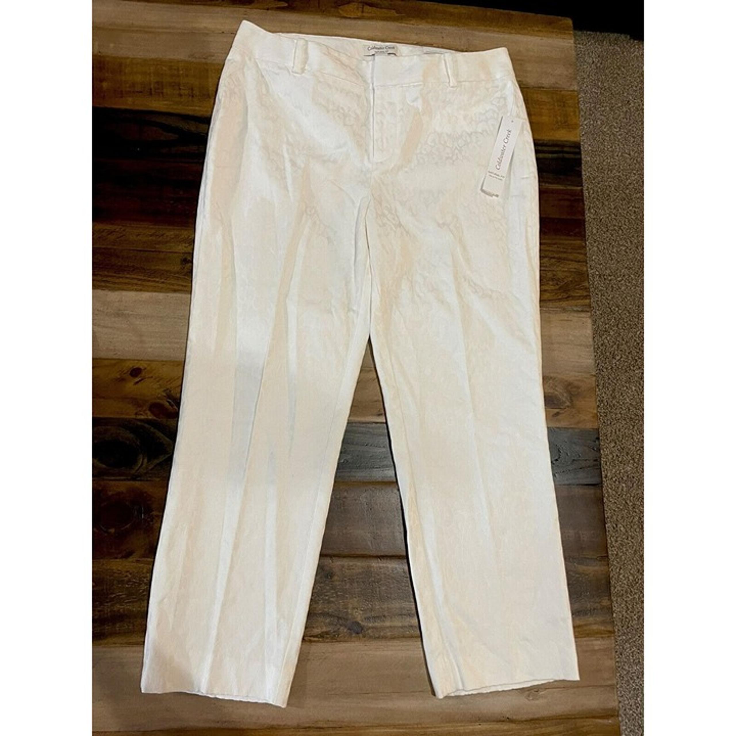 Coldwater Creek Womens Jacquard Natural Fit Ankle Leg Pants WHITE Sz 10  NWT