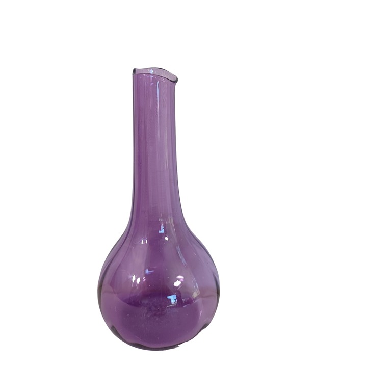 Vintage Kochi Purple Hand Blown Glass Bud Vase Signed Studio Art 7 x 3.25