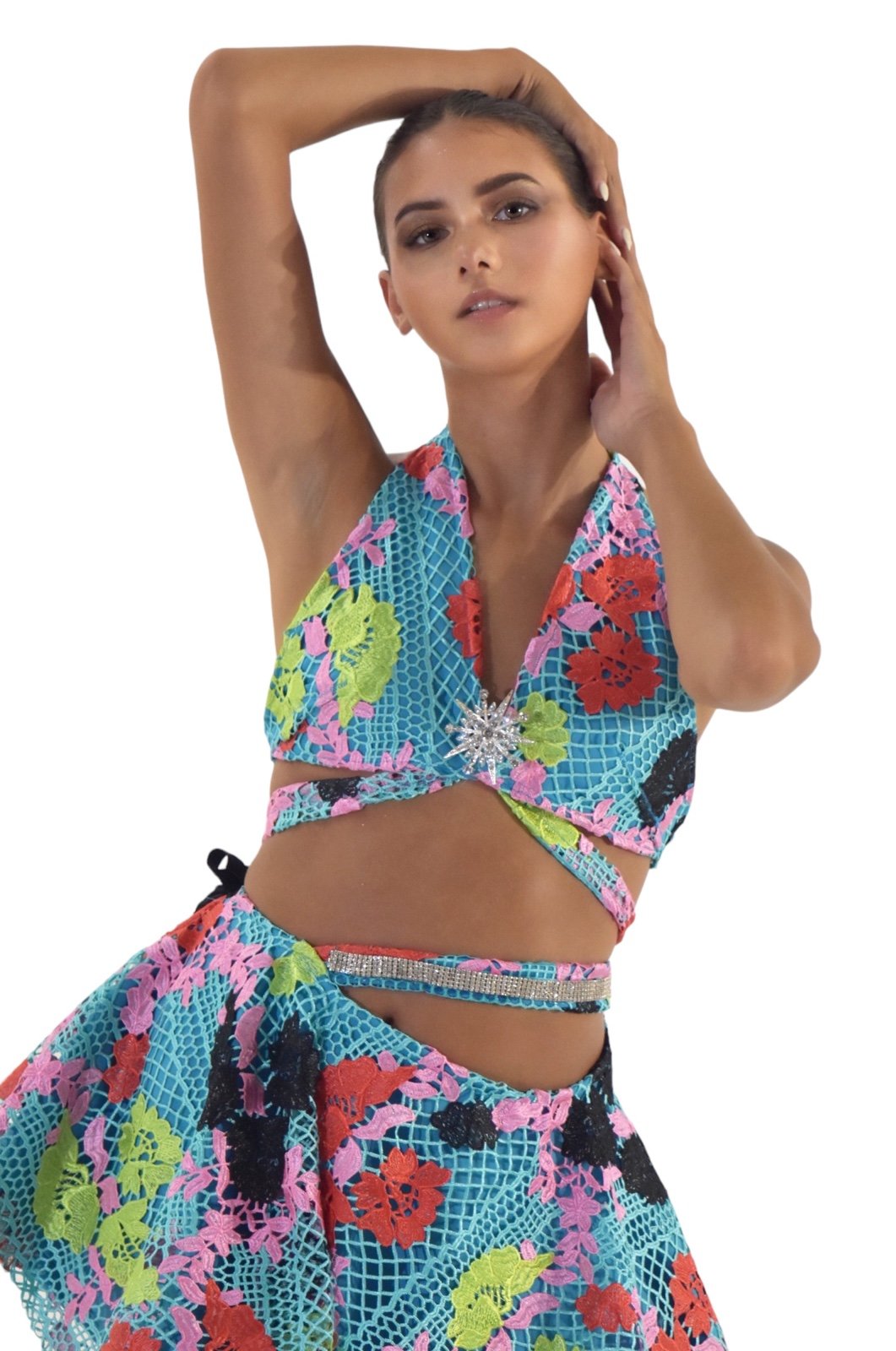 Floral dress handmade 2 piece designer skirt and top