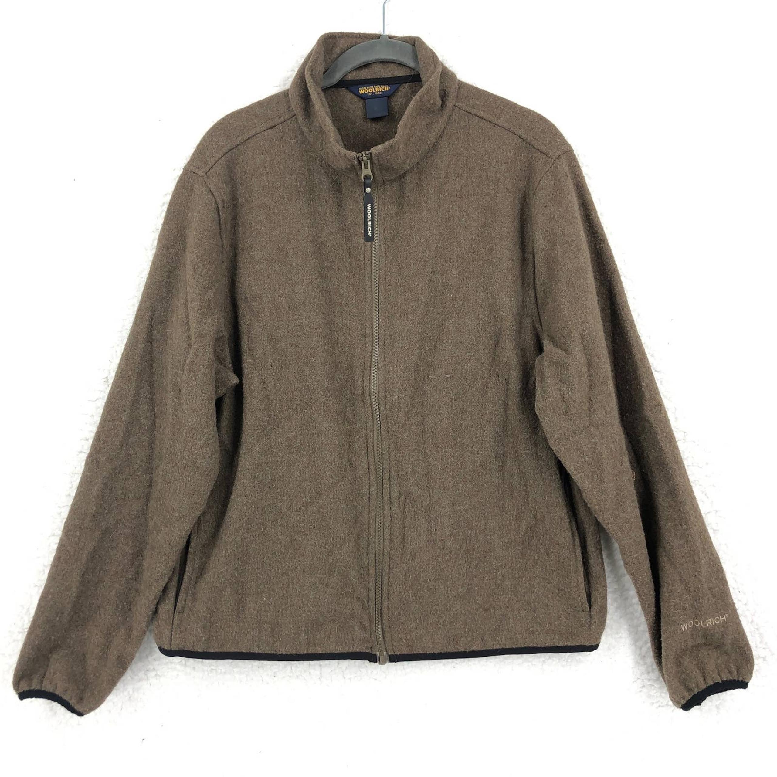 John Rich and Bros Woolrich Womens Medium Brown Wool Jacket Full Zip Mock Neck