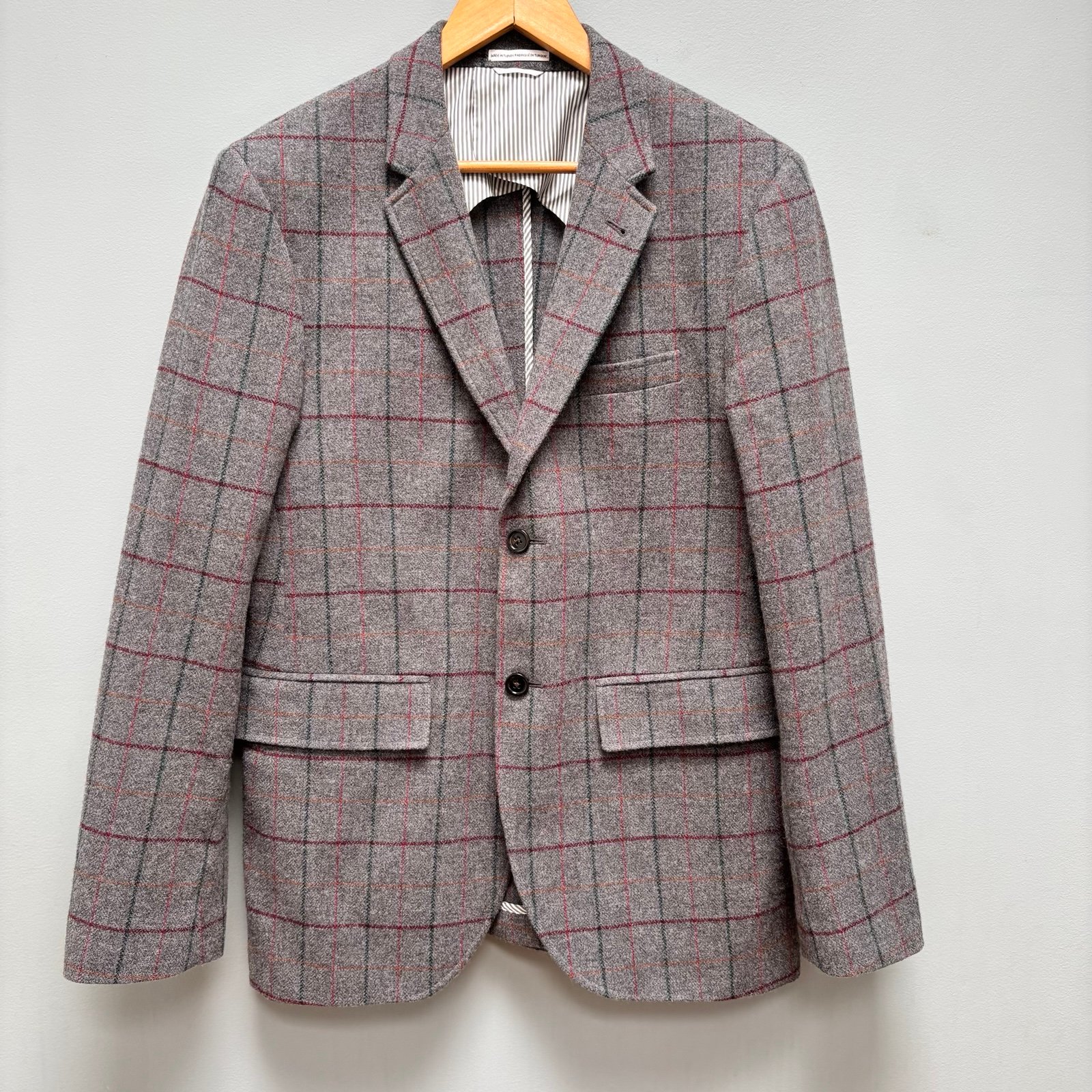 Club Monaco Gray Checkered Tweed Wool Blazer M