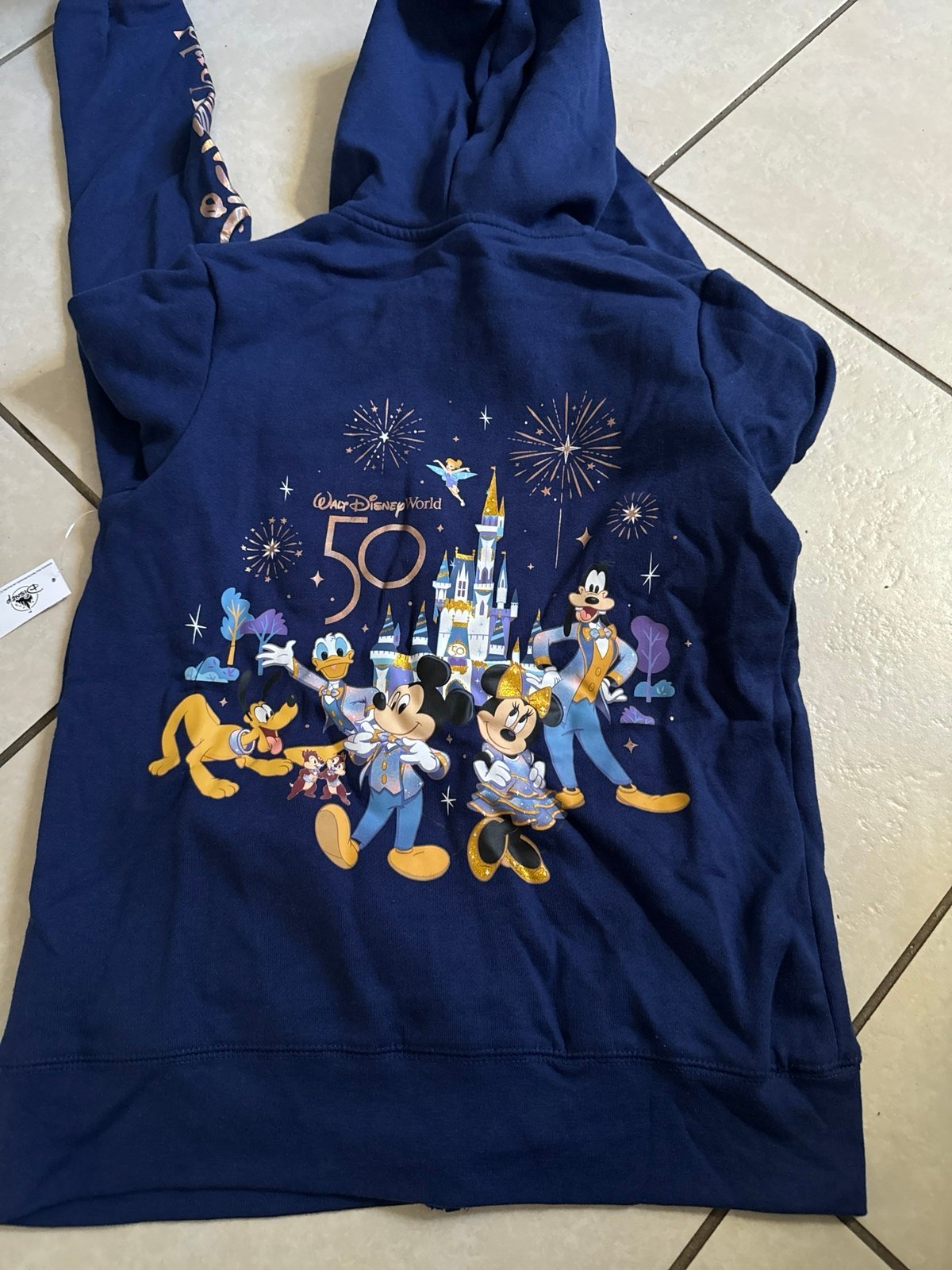 50th Walt Disney World 50th Anniversary Blue Women’s Full Zip Hoodie Small