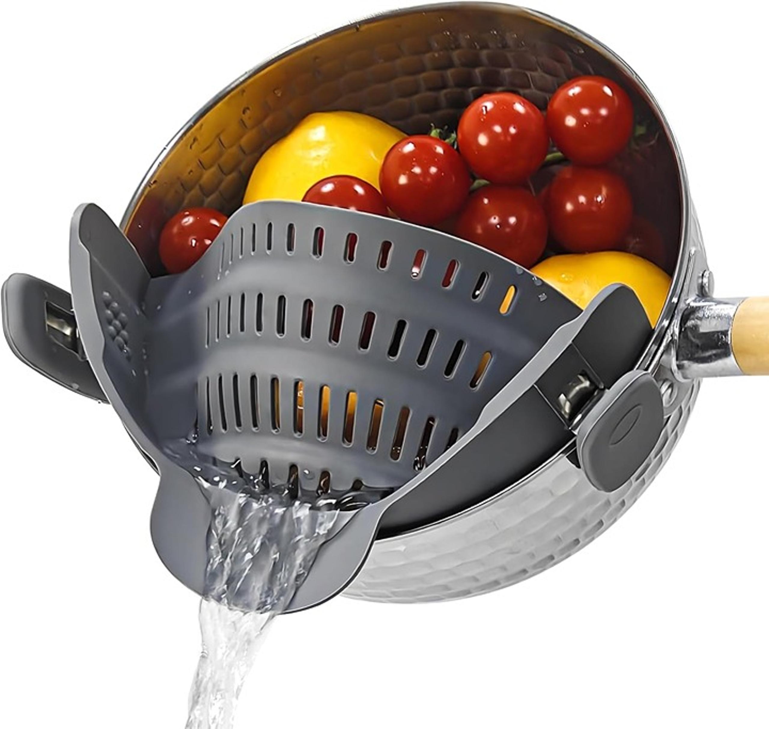 Clip On Strainer for Pots Pans, Silicone Clip-On Colander Pasta Strainer Heat Re