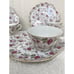 (4) LEFTON Vintage Hand Painted China ROSE CHINTZ Snack Plate Footed Tea Cup Mug